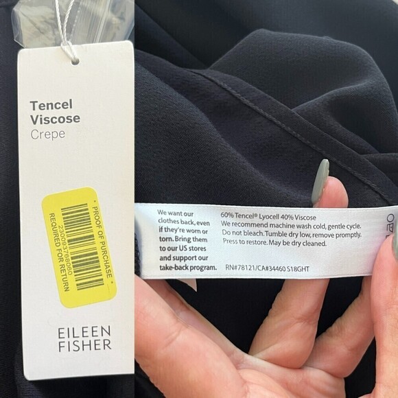 Eileen Fisher Women Size S Black Tencel Viscose Crepe Midi NEW Halter Dress - Picture 16 of 16